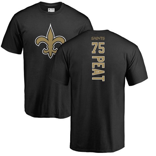 Men New Orleans Saints Black Andrus Peat Backer NFL Football #75 T Shirt